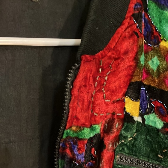 Talk Of America Vintage 80’s velour insulated jacket with beads zippers OS - Picture 16 of 17